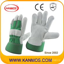 Green Industrial Safety Cow Split Gants de travail en cuir (110093)